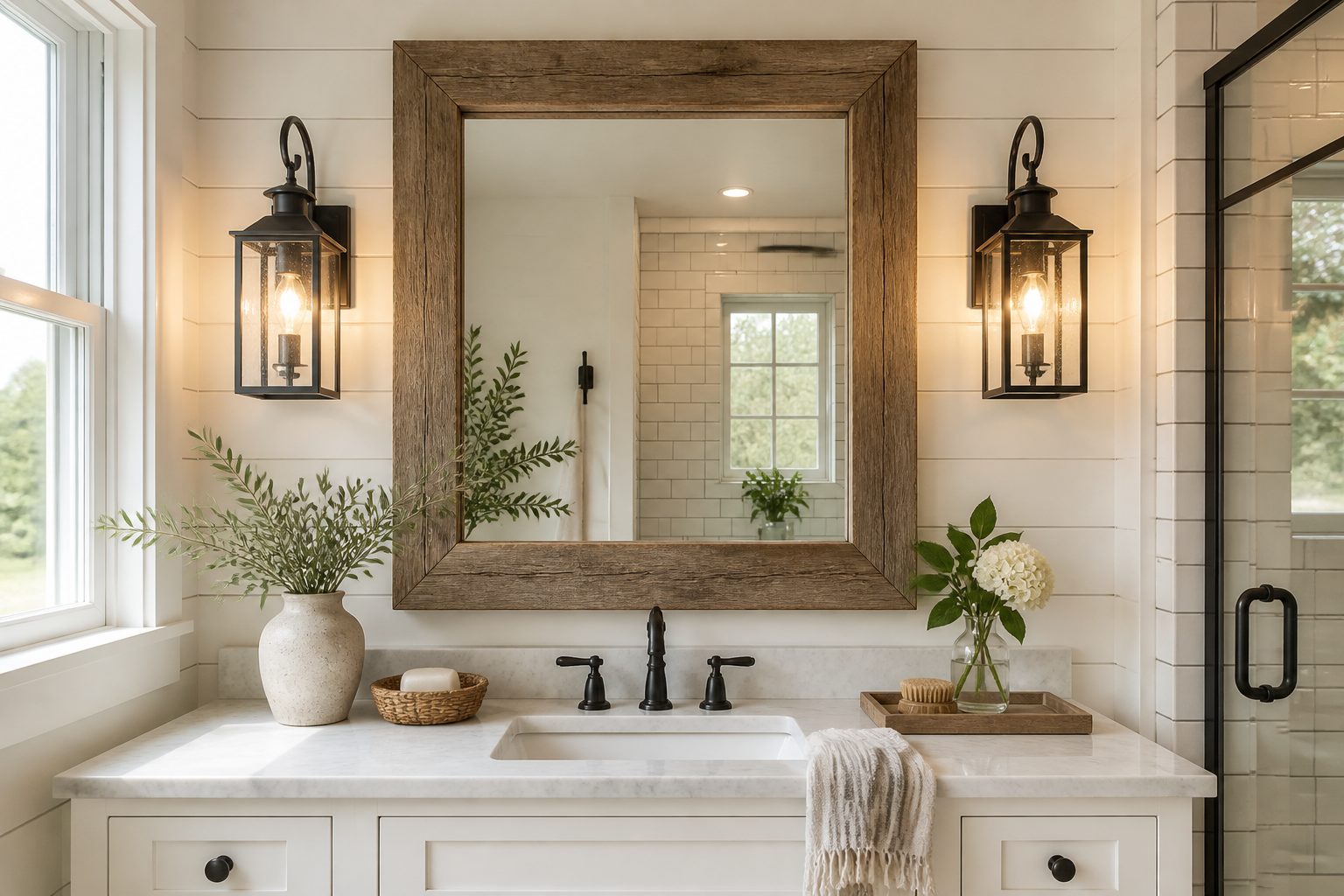 9 Farmhouse Bathroom Sconces Ideas