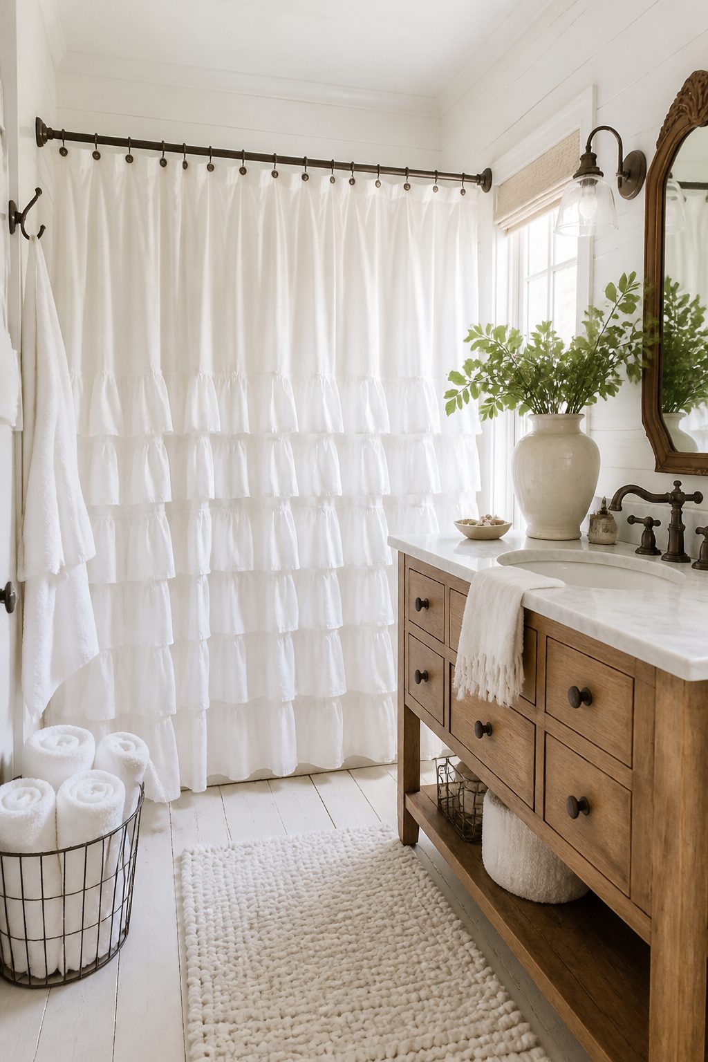 8 Farmhouse Bathroom with Shower Curtain Ideas 1 Item 1
