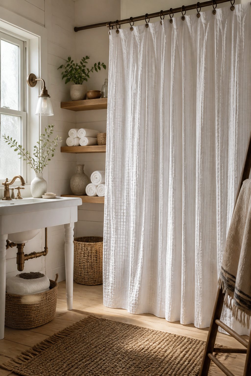 8 Farmhouse Bathroom with Shower Curtain Ideas 6 Item 6