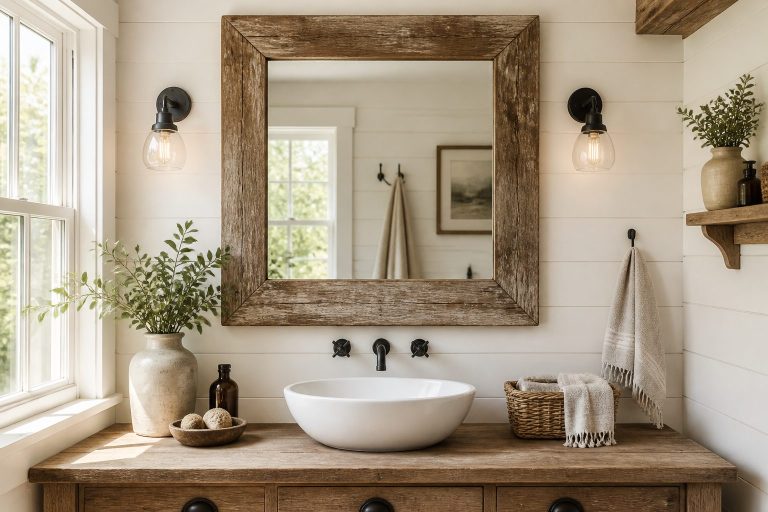 7 Farmhouse Bathroom Mirror Ideas