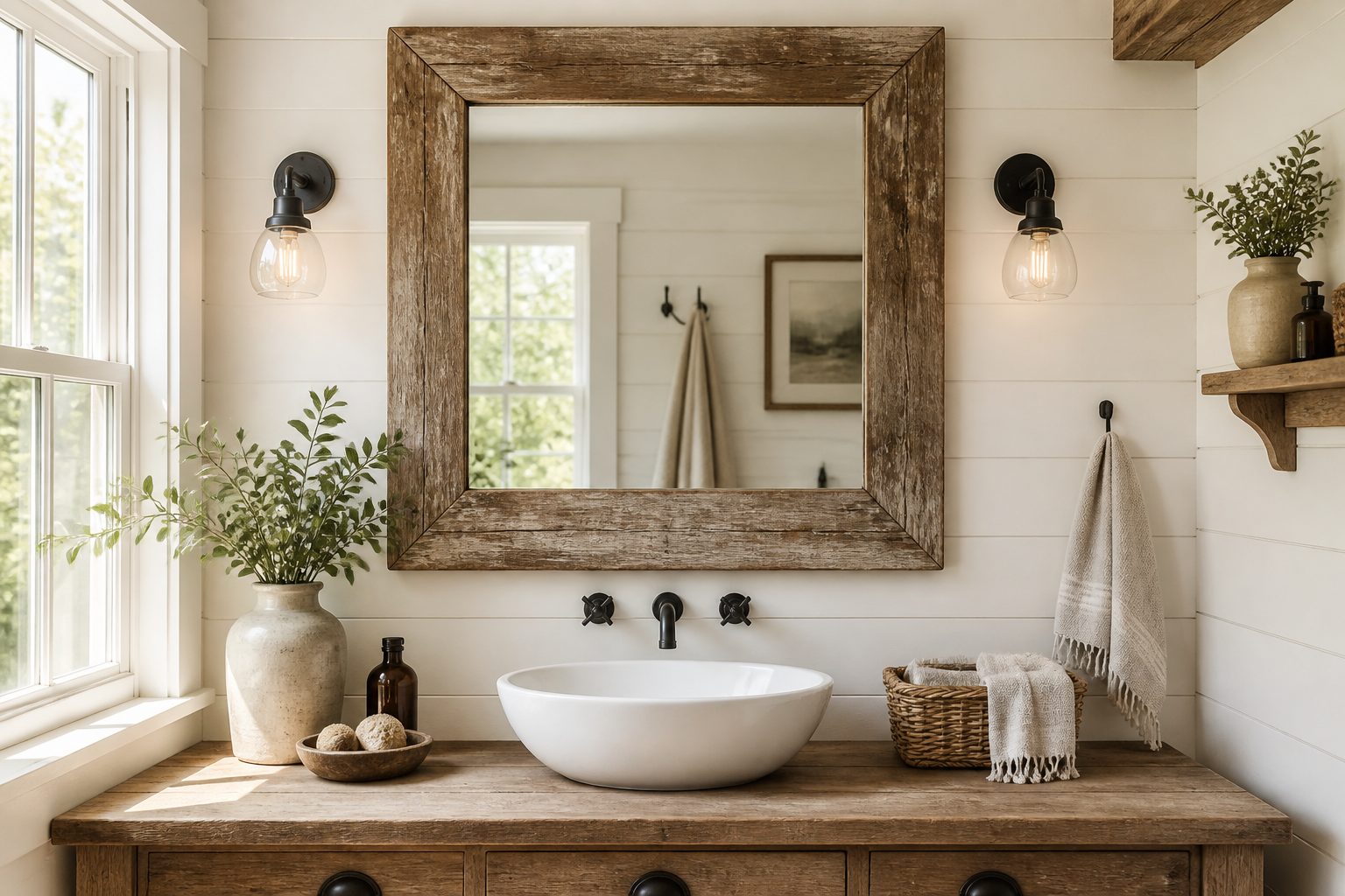 7 Farmhouse Bathroom Mirror Ideas