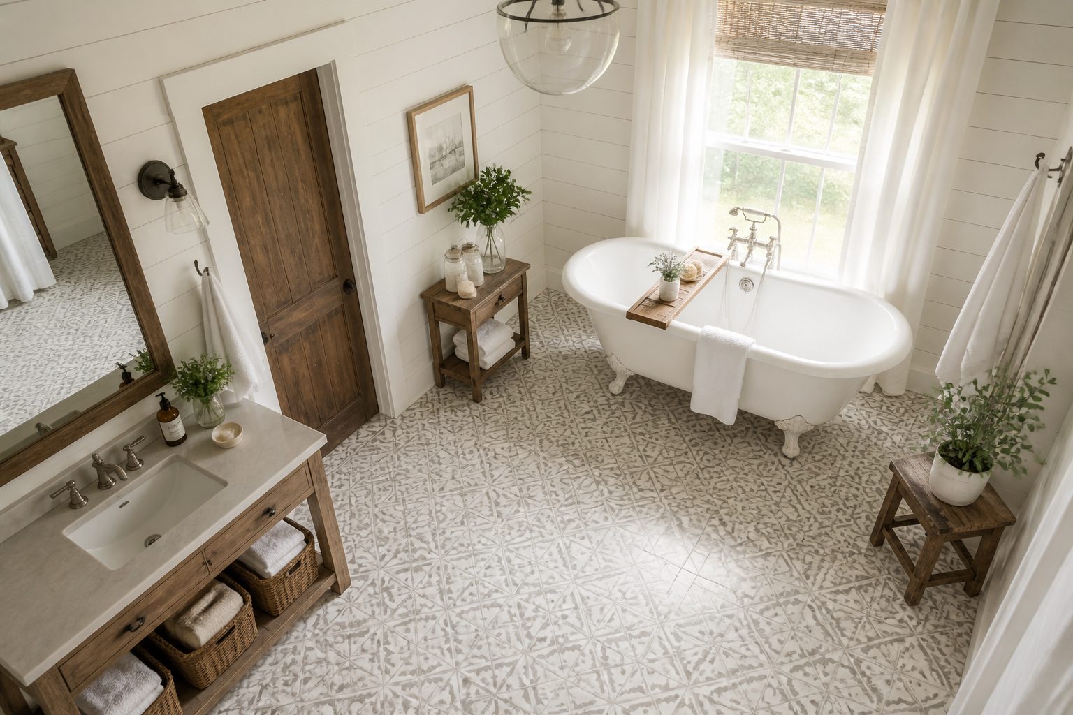 11 Farmhouse Bathroom Flooring Ideas