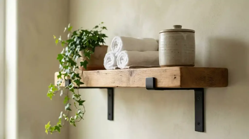 Elevate Storage Using Rustic Bathroom Wall Shelf Ideas