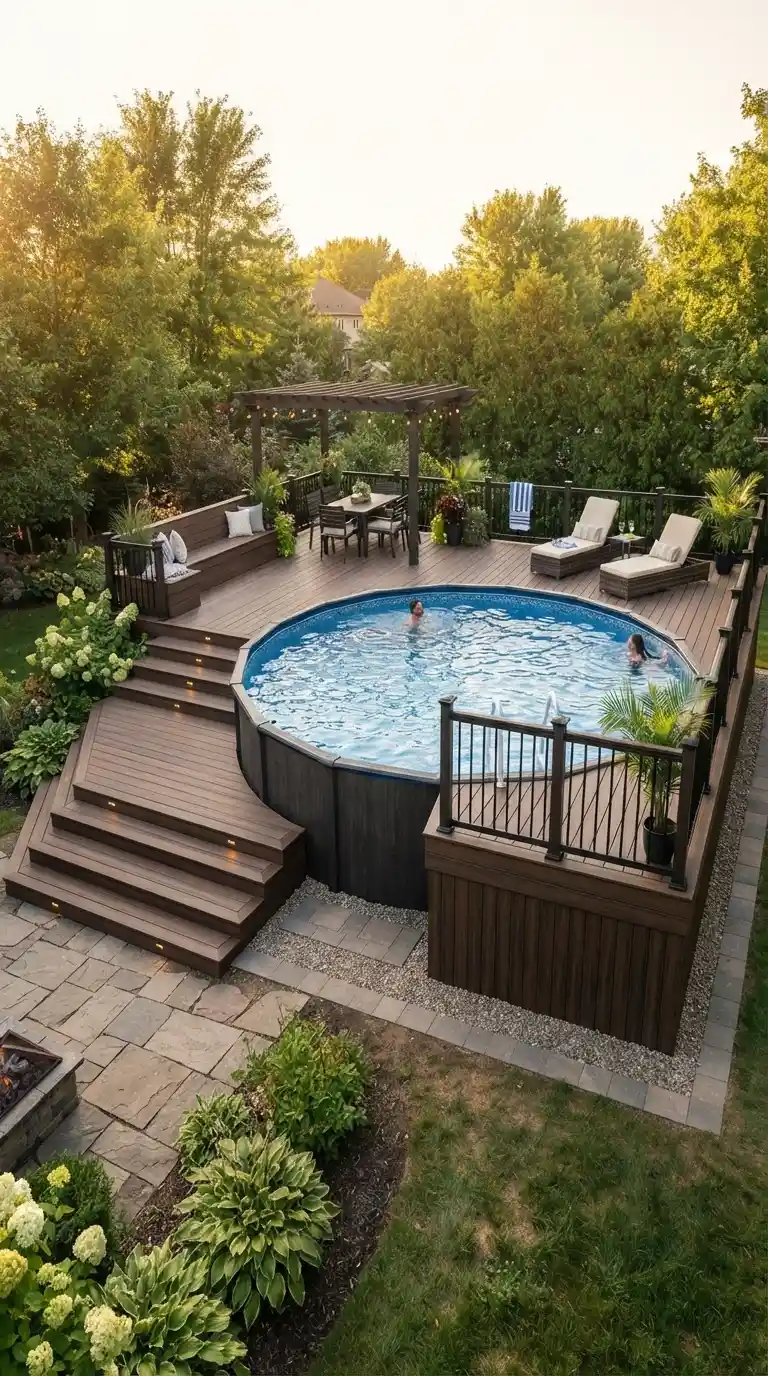 Modular Intex Pool With Custom Deck Surround