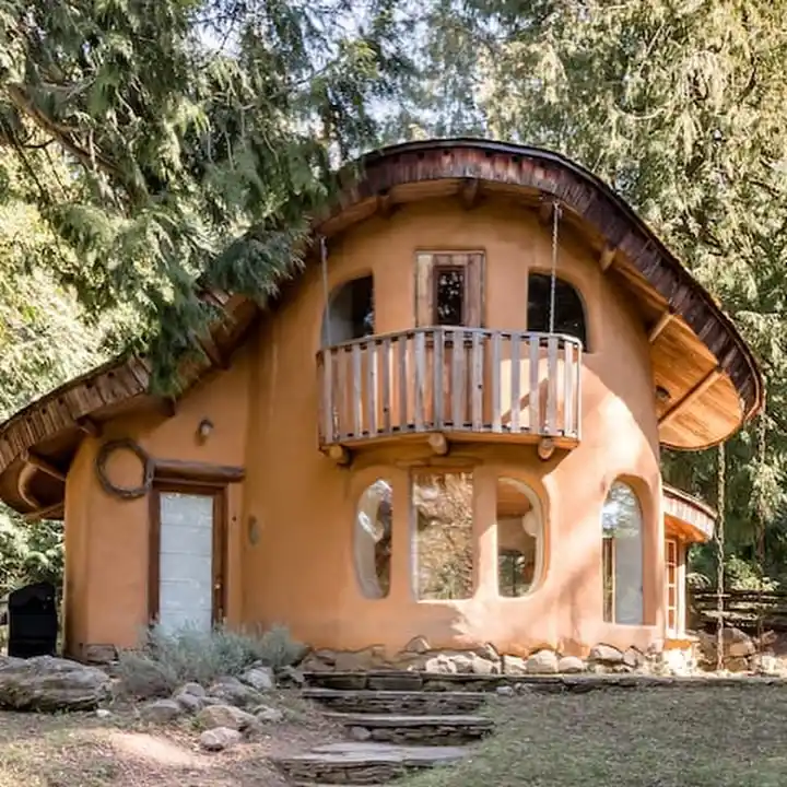 15. Clay House with Hanging Balcony