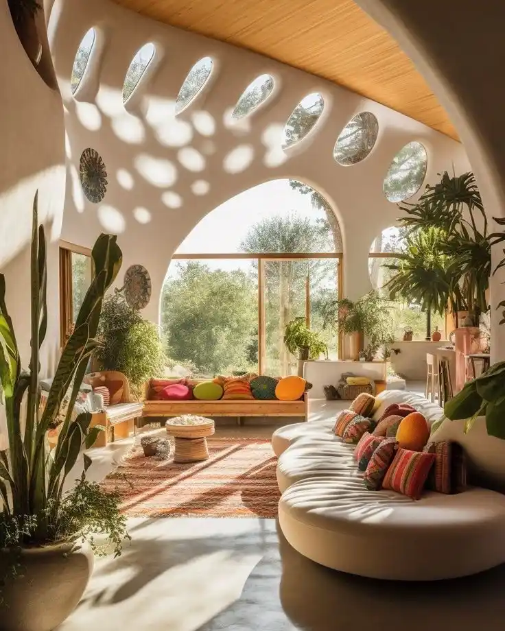 10. Sunlit Cob Cottage with Oval Windows