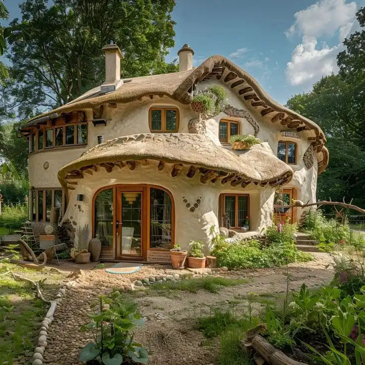 14. Eco Friendly Cob House with Thatched Roof