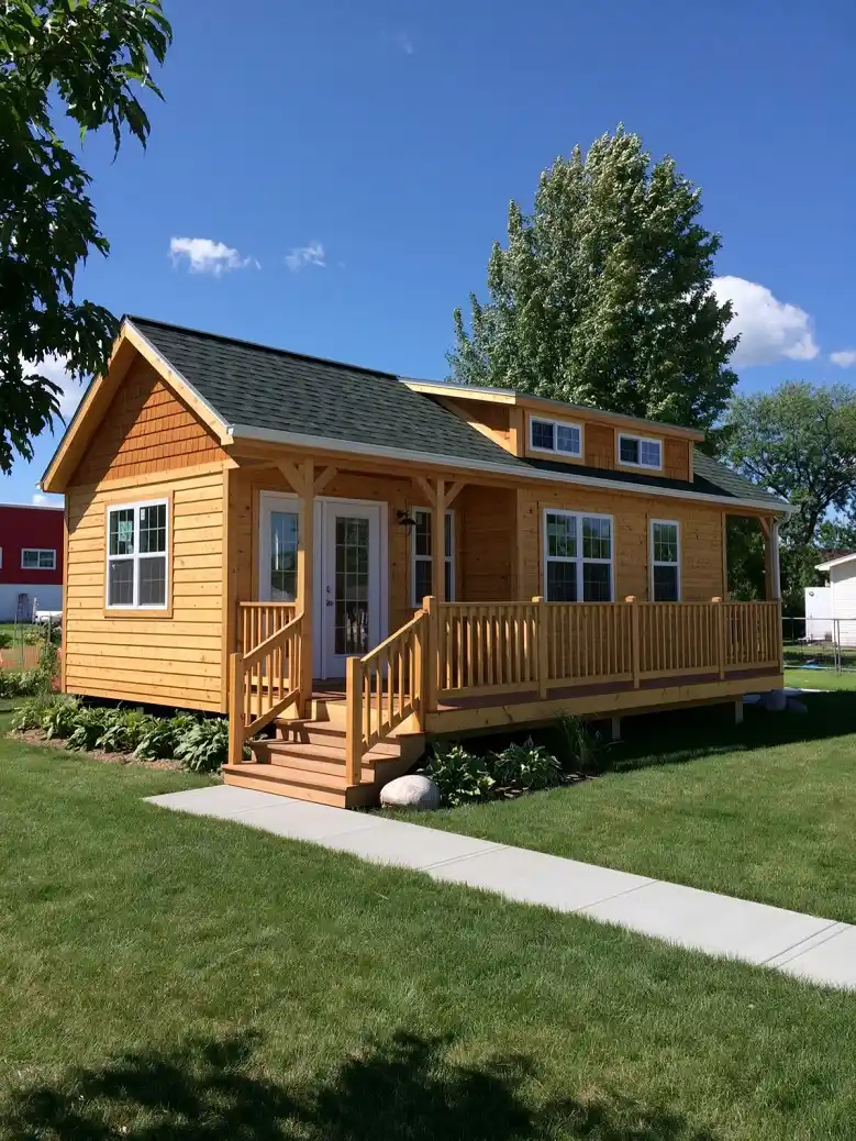 10. Cedar Cabin with a Spindle Rail Porch