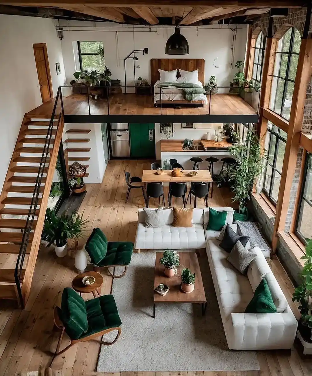 15 Tiny House Decor Ideas That Make Small Spaces Look Stylish 11 10. Emerald Velvet in a Double Height Room