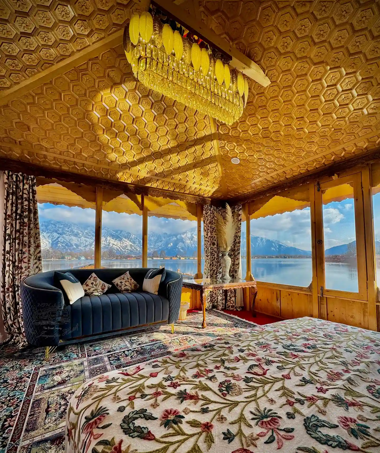 14. Carved Walnut Ceiling Bedroom with Mountain Views