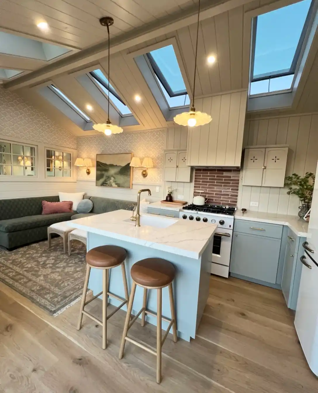 11. Pale Blue Island Under a Row of Skylights