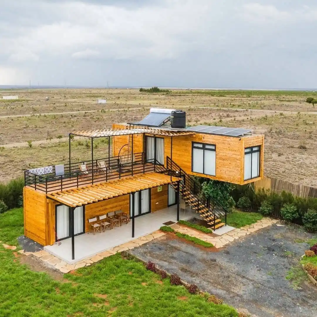 3. Two Story Wood Clad Container Home with Rooftop Solar