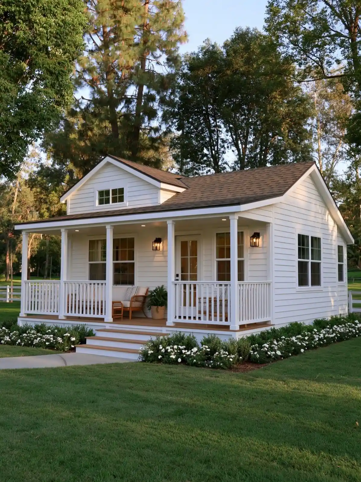 2. Modern Farmhouse Tiny House with Wraparound Front Porch