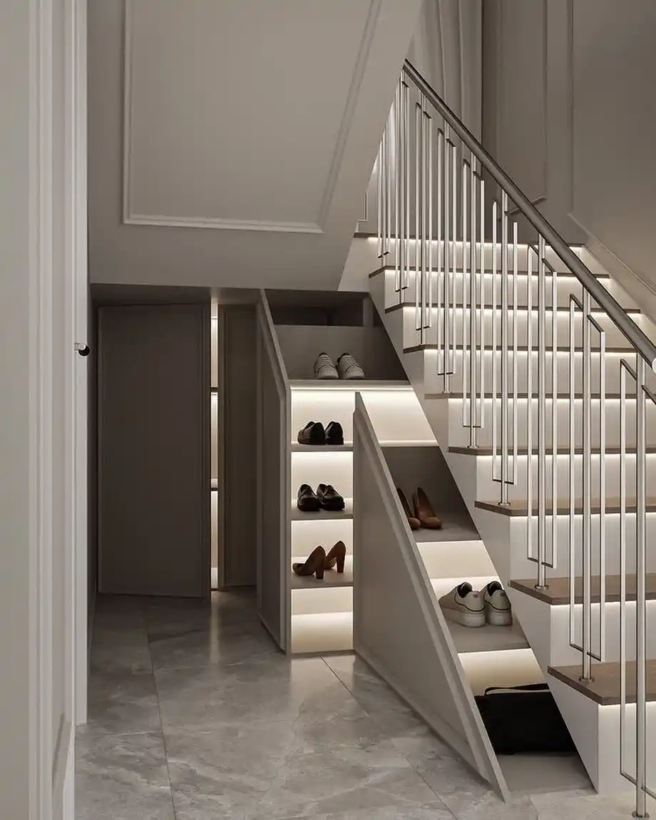 12. Staircase Display Shelves