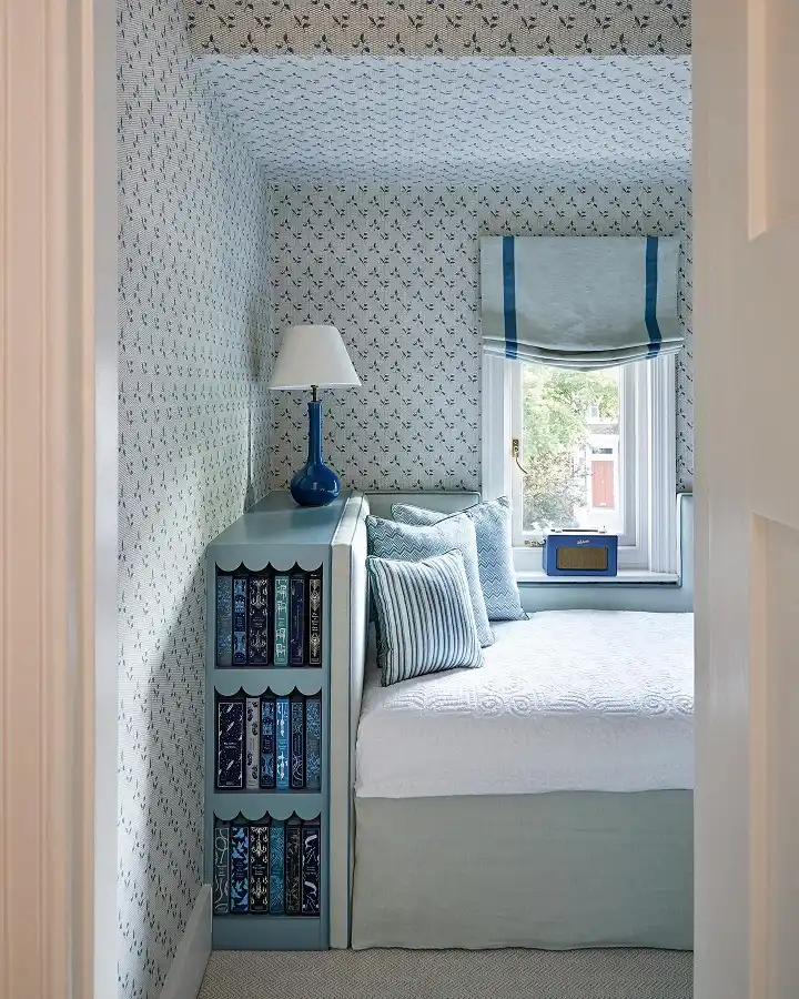 Upholstered Daybed in a Wallpapered Box Room