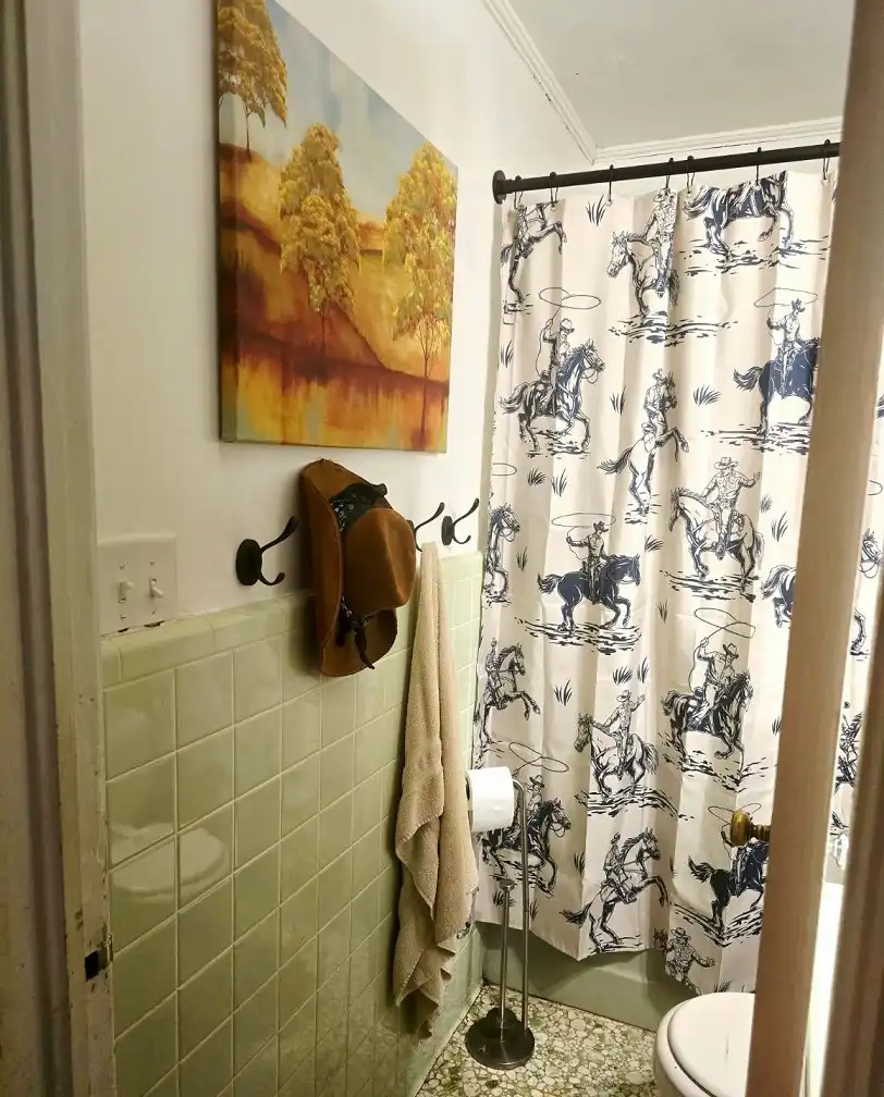 Western Toile Print on a Cream Background