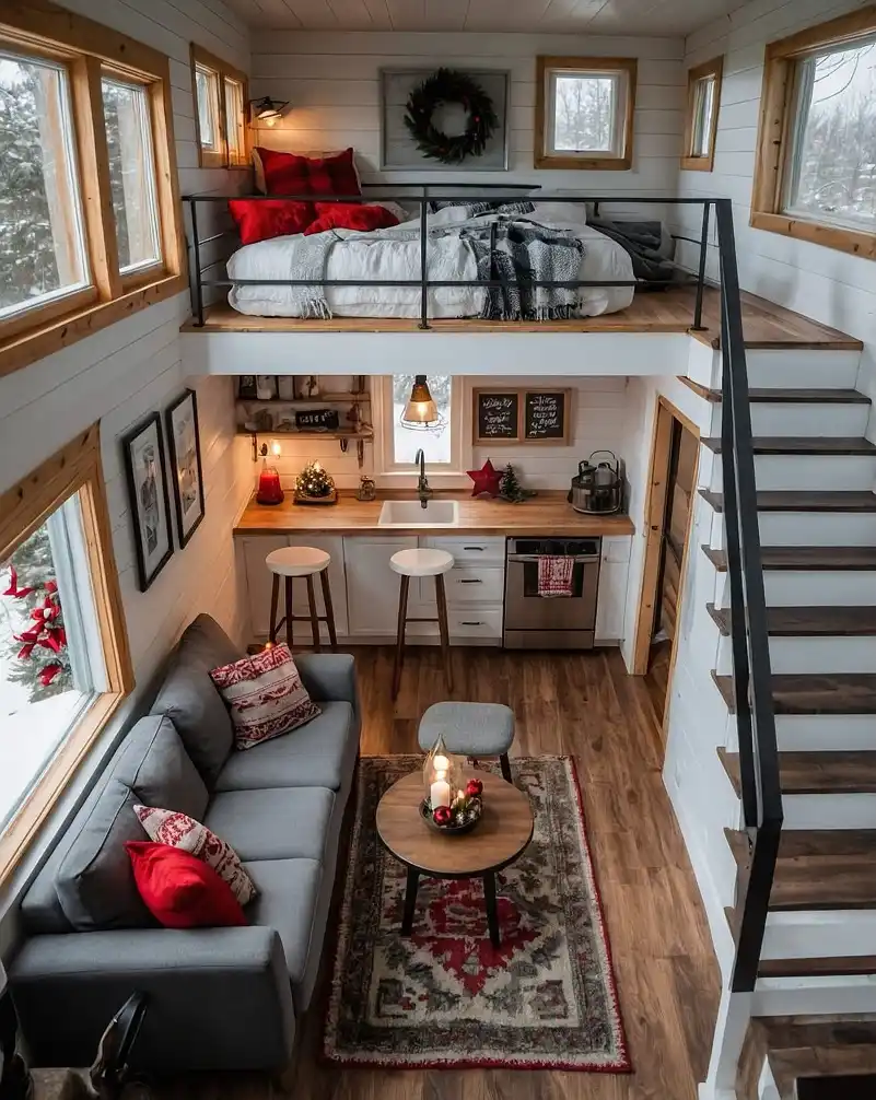 White Shiplap Sleeping Deck Dressed for Winter
